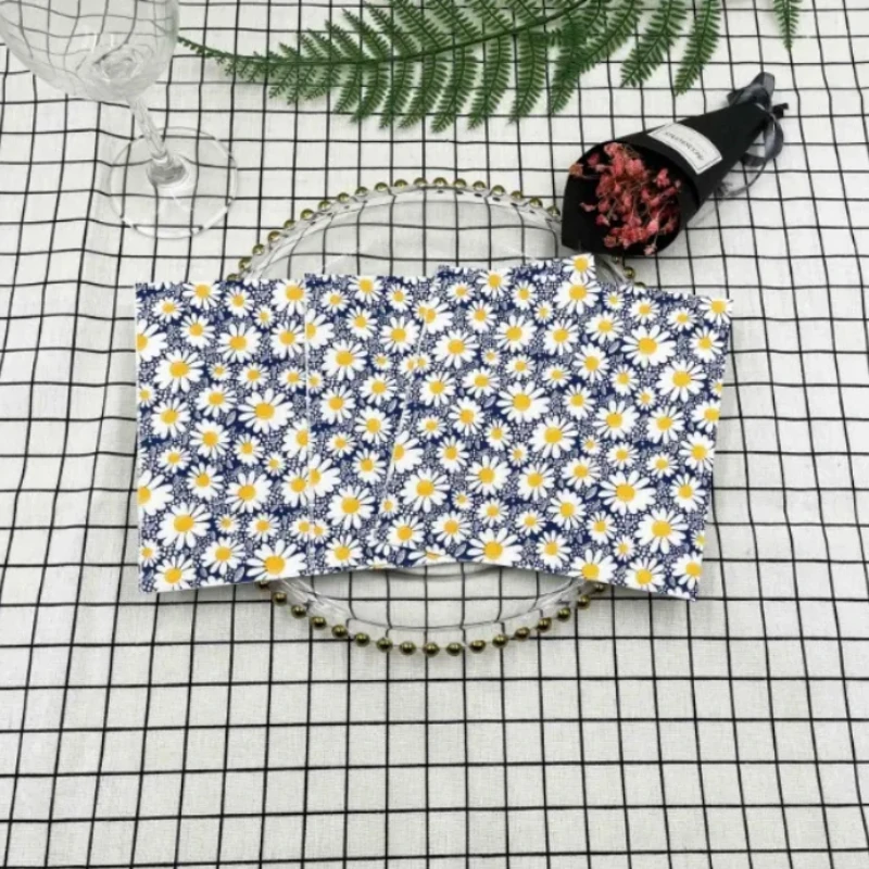 Paper Napkins 20pcs/Pac Chrysanthemum Daisy Printed Floral Party Disposable Wine Glass Flower Placemat