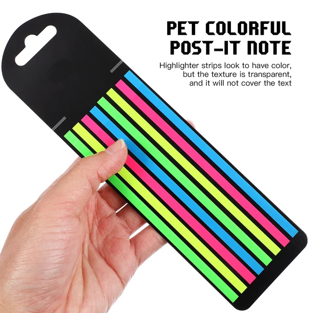 Sticky Page Markers Highlighter Tape 3 Boxes Long Annotating Books Note Strip Tabs Reusable Bookmarks PET Transparent Text Non 5