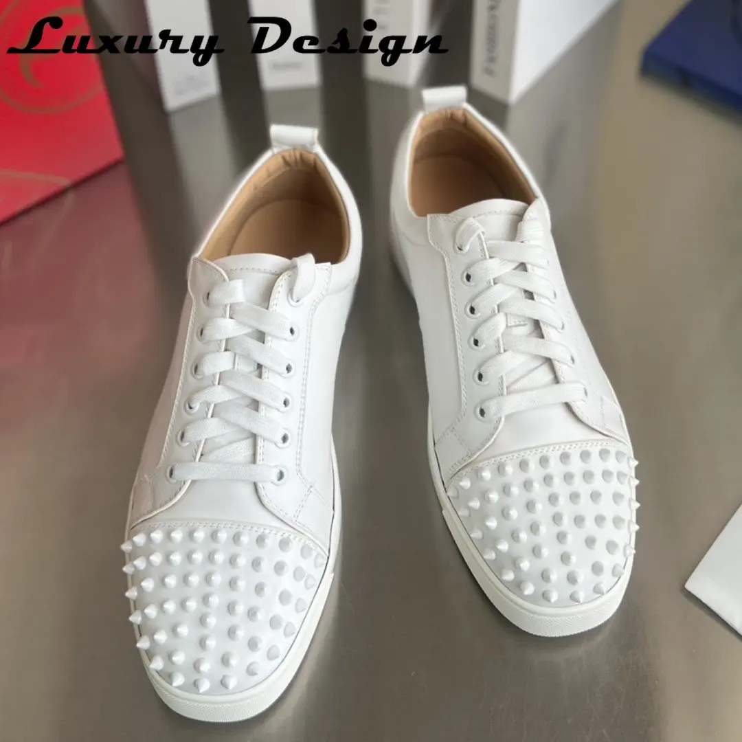 Luxury Brand Red Bottoms Low Tops Diamond Crystal Rivets Shoes For