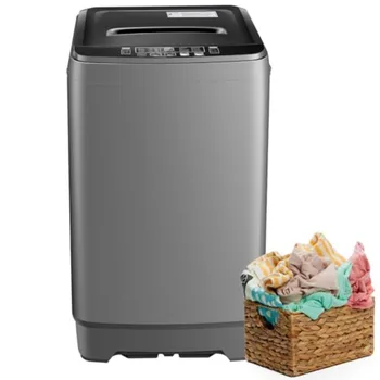 Portable washing machine for apartment, RV, dorm and home: 17.6 lbs full automatic compact washer with drain pump, stainless st 1