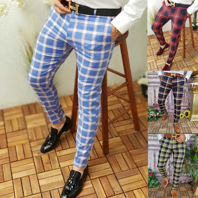 Men's Plaid Straight Jogging Pants