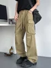 Men's Straight Cargo Pants Spring Summer Safari Style 5 Pockets Baggy Fit Casual Pants Washable Cotton Wide Leg Trousers 1
