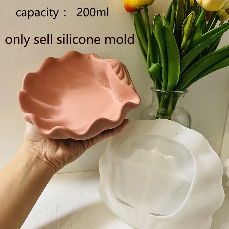Large Shell Storage Tray Mold DIY Home Decor Conch Candle Cup Concrete Silicone Mold Cement Candle Vessel