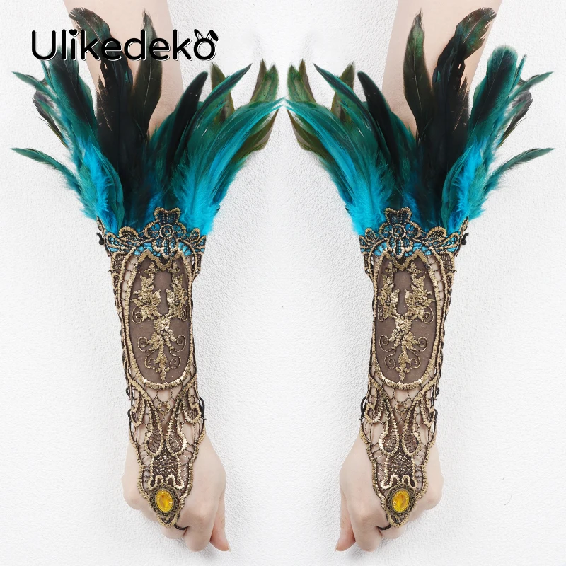Feather Bridal Gloves Feather Dress Gloves Feather Wrist Cuffs