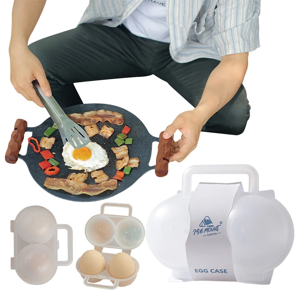 1/2Pcs 2 Grid Egg Box Egg Container Anti-fall Organizer Box Anti Shake Boiled Holder Case with Handle for Camping Picnic egg storage box