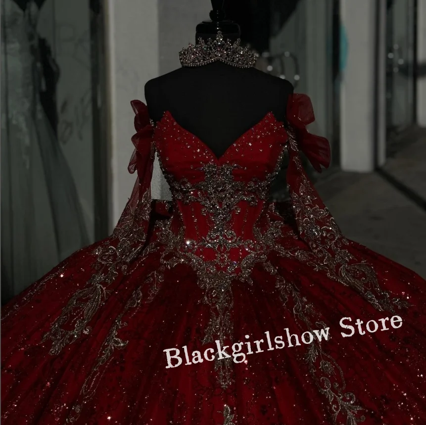 Gorgeous Vestido de 15 quincea&ntilde;era Red Lace Appliqu&eacute; Beaded Mexico 16 Sweetheart Corset Poncho Customised платье на выпускной