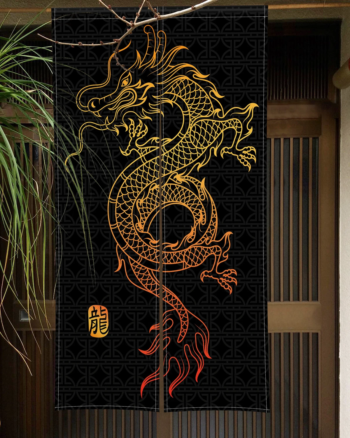 Chinese Dragon Painting Door Curtain Panel Traditional Crane Owl Japanese Style Doorway Curtain Entrance Hanging Half-Curtain 3