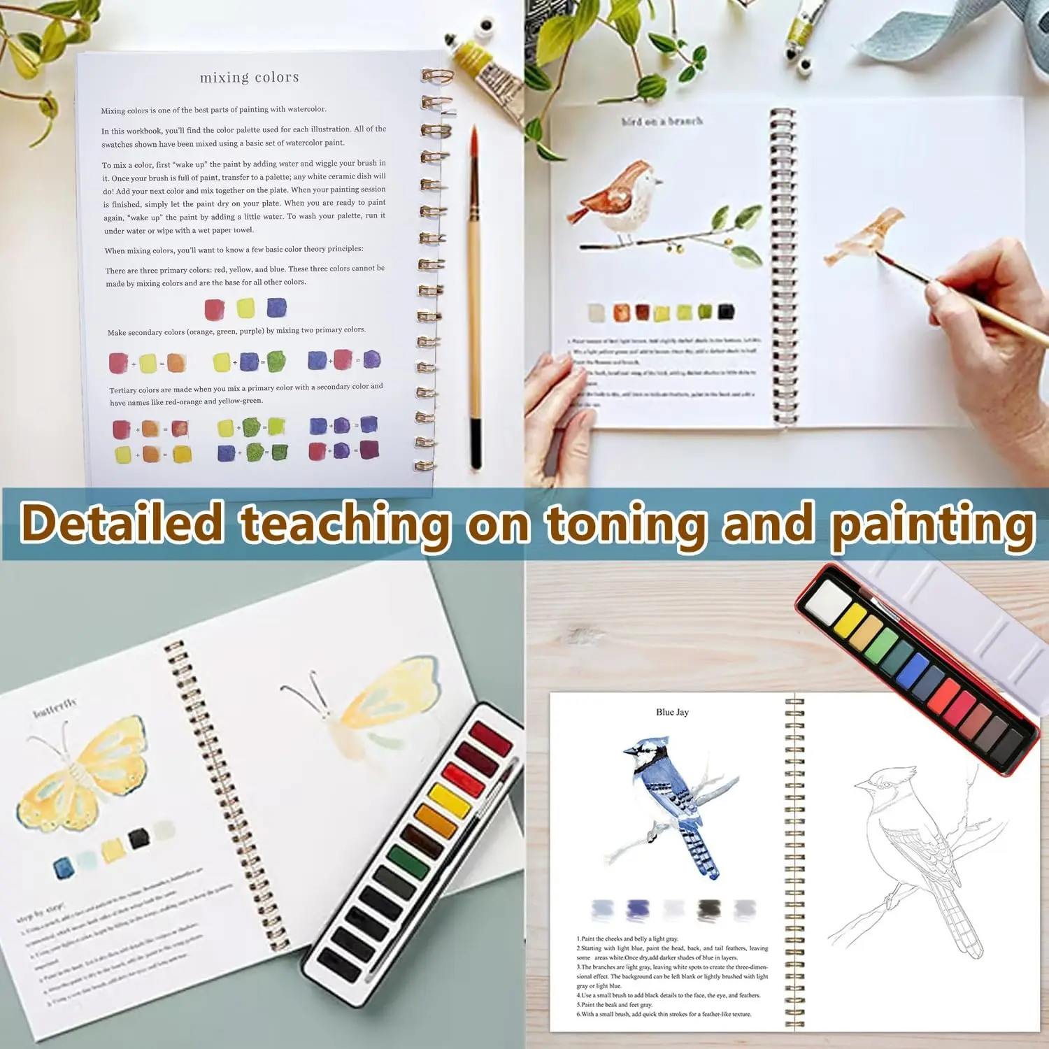 Watercolor Workbooks,Beginner Friendly Water Color Workbook Beginner Friendly Workbook，watercolor