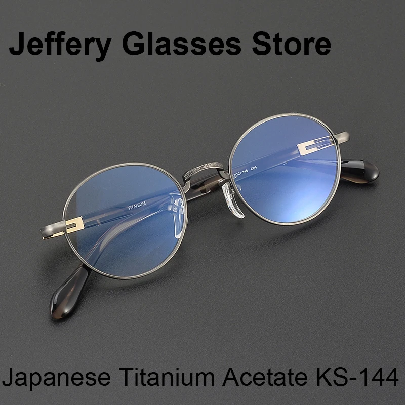 

Japanese Handmade Oval Titanium Acetate Glasses Frame Men Women Vintage Round Ultralight Optical Eyeglasses Reading Eyewear 2023