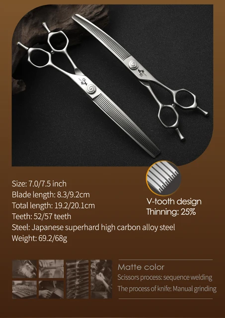 【売約済】新品★大きめ7.5インチ★フェニーチェ ストレートシザー フェニーチェ 7.0 7.5 インチ日本 440C ペットテディ犬毛づ