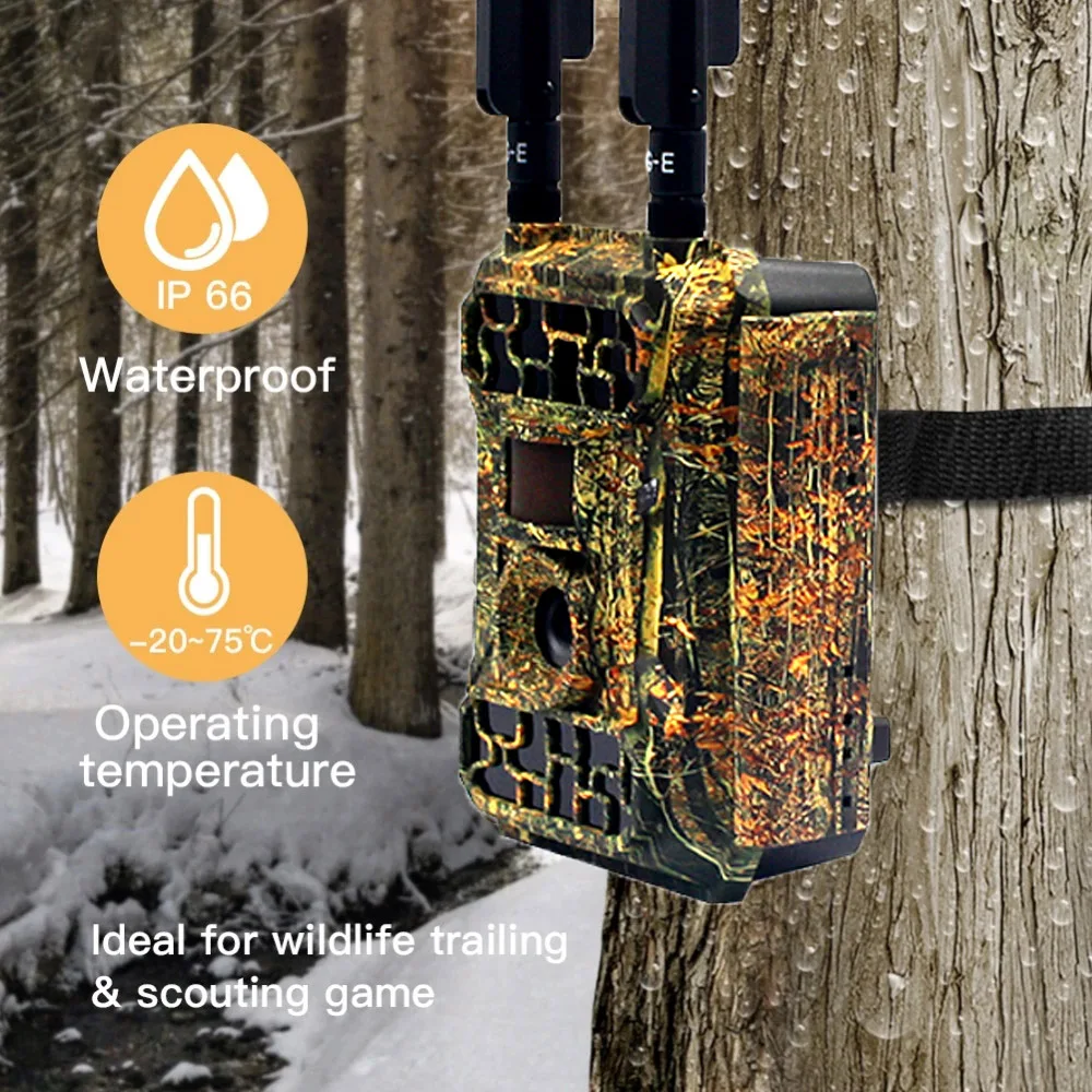 4G MMS/GPRS Wildlife Trail Camera Outdoor Wild Hunting Camera HD 1080P Wireless APP Remote Control Monitoring Cameras