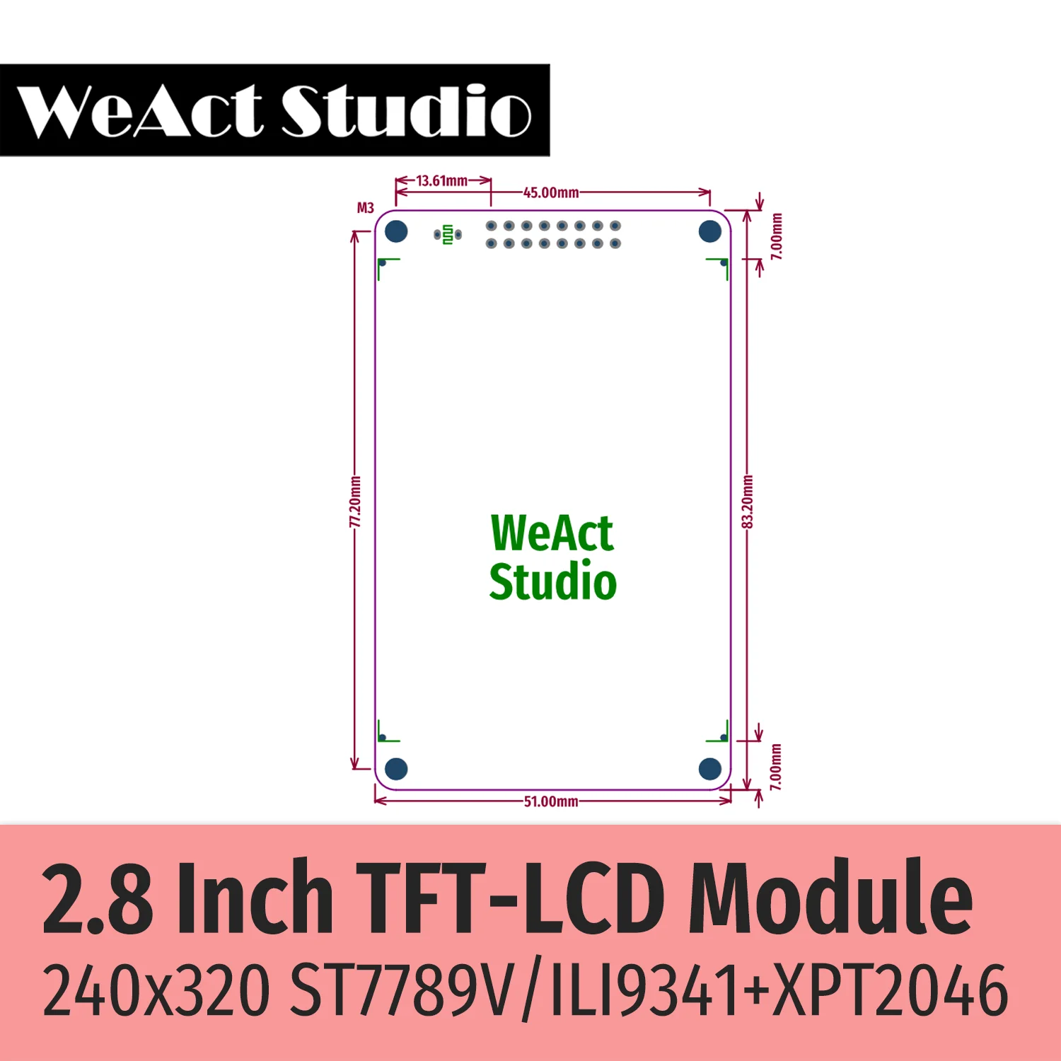 Weact-tela Lcd com Ajuste Automático de Brilho Spi Módulo Tft com Xpt2046 sem Toque 240x320 Ili9341 St7789v 2.8in - Imagem 3
