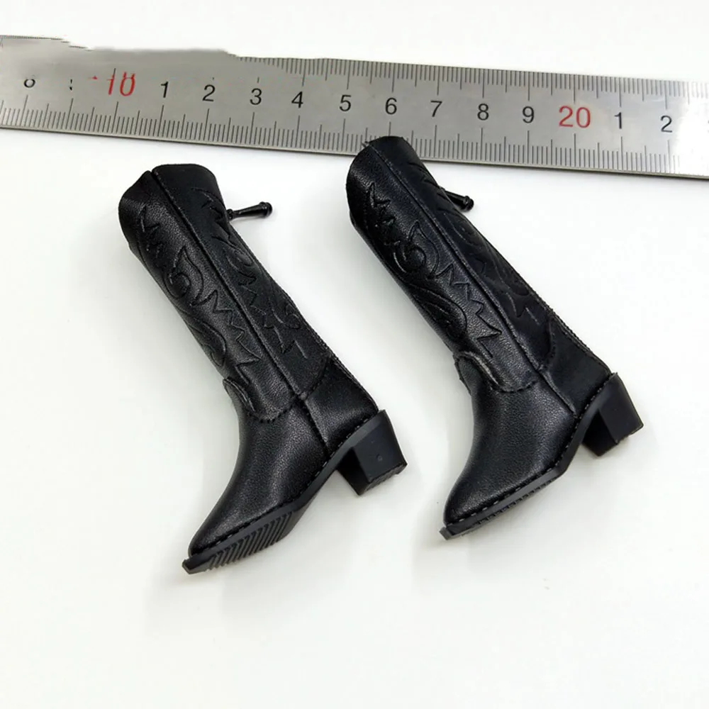 

1/6 SUPER DUCK SET068 Sexy Beauty Cowgirl West Cowboy Black Leather Hollow Shoe Boots Fit 12" Doll Figure Collect