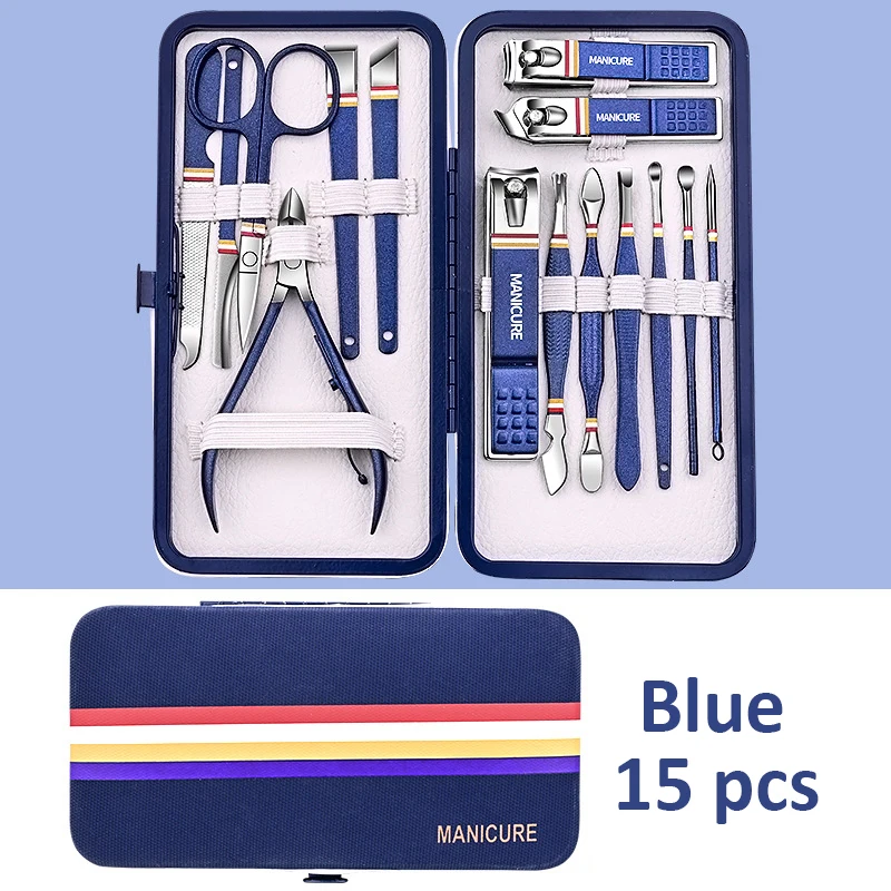 Ensemble de coupe-ongles en acier inoxydable, accessoires de manucure, ciseaux, outil de beauté et de maquillage, de haute qualité, 9-19 pièces, nouveauté 2023 10