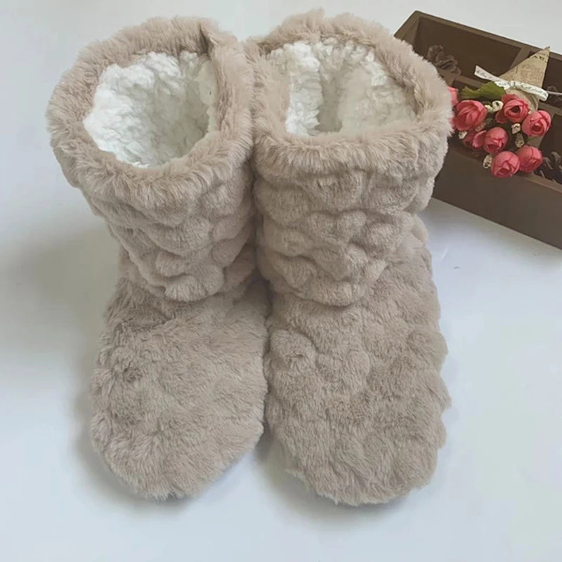 Mode Schuhe Bequeme Plüsch Fuß Wärmer Schuhe Waschbar Warme Plüsch Socken Hohe Für Männer Und Frauen Einfarbig Socken Schuhe – Detail 8