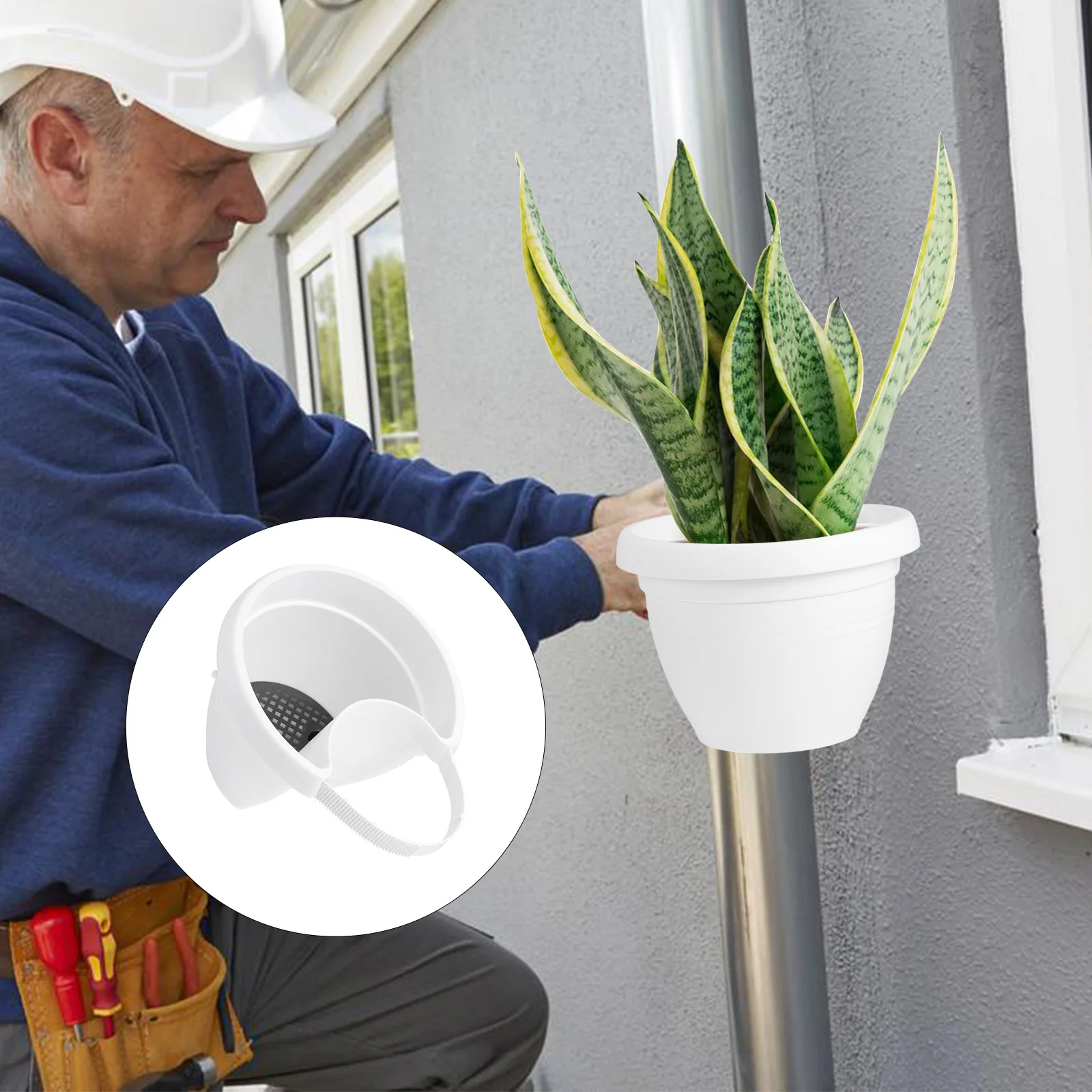 Hanging Flower Pot Creative Basket Storage Gutter Downspout Indoor Useful Railing Hanging Planter Plastic Unique flower pot hydroponic flower pot plant pot