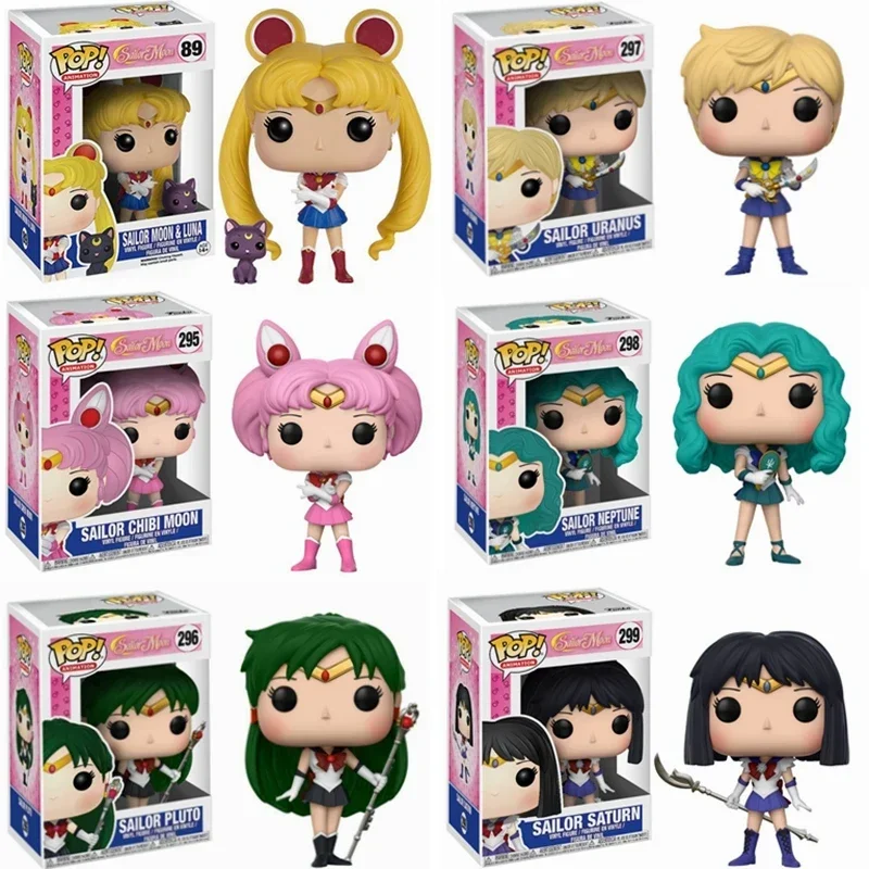 thumbnail image 1 of FUNKO POP Sailor Moon Luna 89 Chibi 295 Pluto 296 Urano 297 Neptuno 298 Saturno 299 Modelos de acción Juguetes coleccionables para regalo, 1 of 5