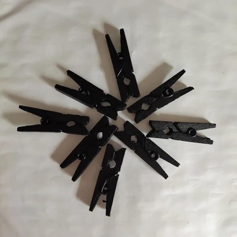 50PC Black Wooden Clothespin Clips Office Party Decoration Accessories Photo Hanging Pegs 26MM DIY Wood Craft Clothespins clothes pegs,clothespins with hooks,photo clips