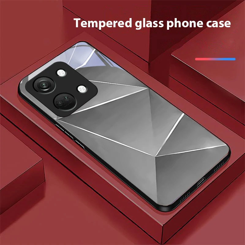 Geometric Prism Black Tempered Glass Hard Shell Phone Case