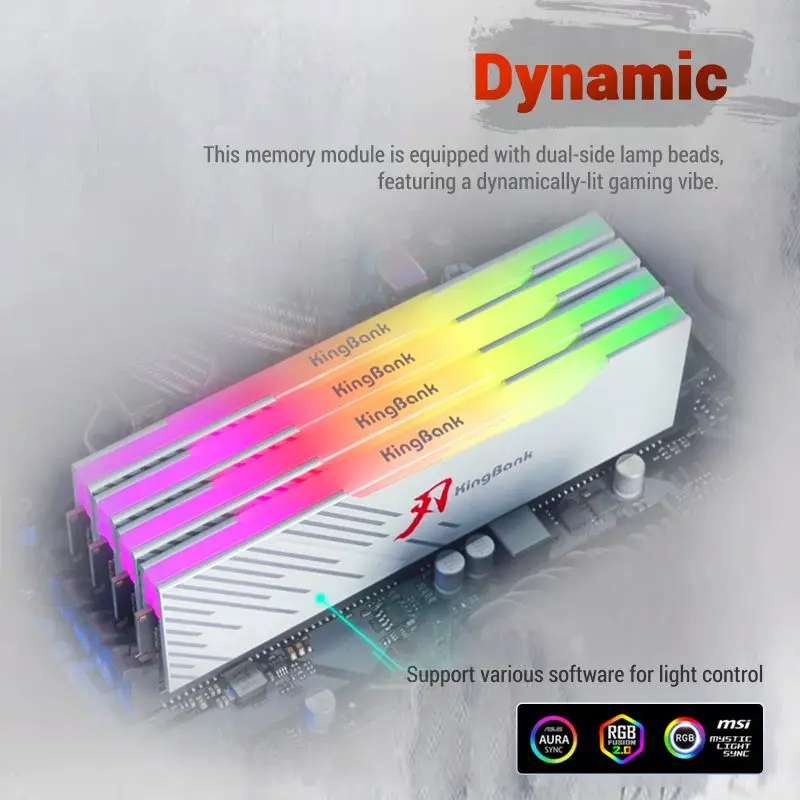 KingBank DDR4 DDR5 RGB 메모리 3600 4000 6000 6400MHz 8GBx2 16GBx2 32GBx2 64GB 오리지널 칩 듀얼 채널 멋진 데스크탑 램