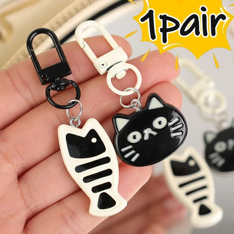 Schattige Kat Sleutelhanger | Met Vis Cartoon Charm 3D