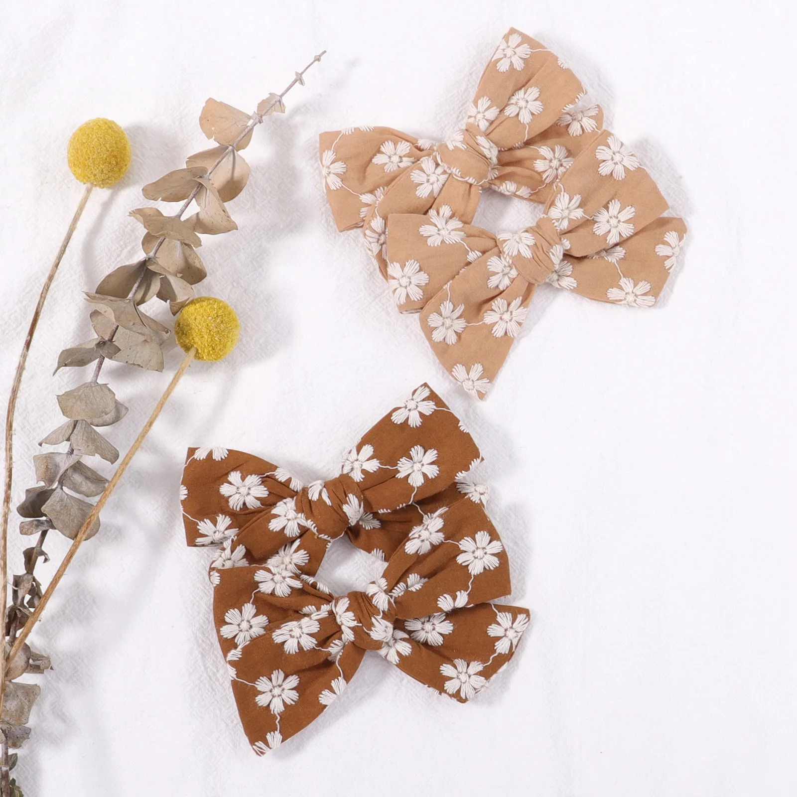 

2PCS Partysu Florals Hair Accessories Cute Girls Cloth Bowknot Flowers Barrette Baby Gils Hair Clips Side Bangs Clips Dropship