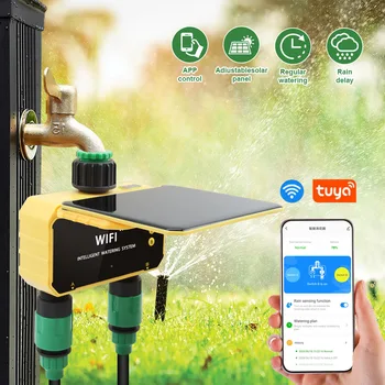 Dual Zone WIFI Solar Irrigation Timer Smart APP Control Automatic Irrigation System Outdoor Water Timer Garden Watering Tool 1