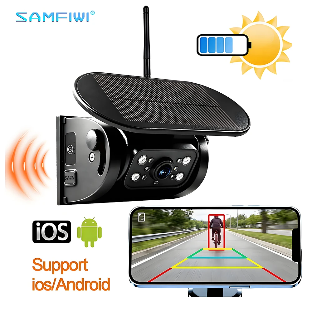 자석식 태양광 WiFi 백업 카메라 BSD 사각지대 감지 무선 DVR 레코더 ..