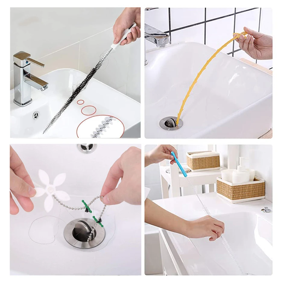 NEW 45CM Pipe Dredging Brush Bathroom Hair Sewer Sink Cleaning Brush Drain  Cleaner Flexible Cleaner Clog