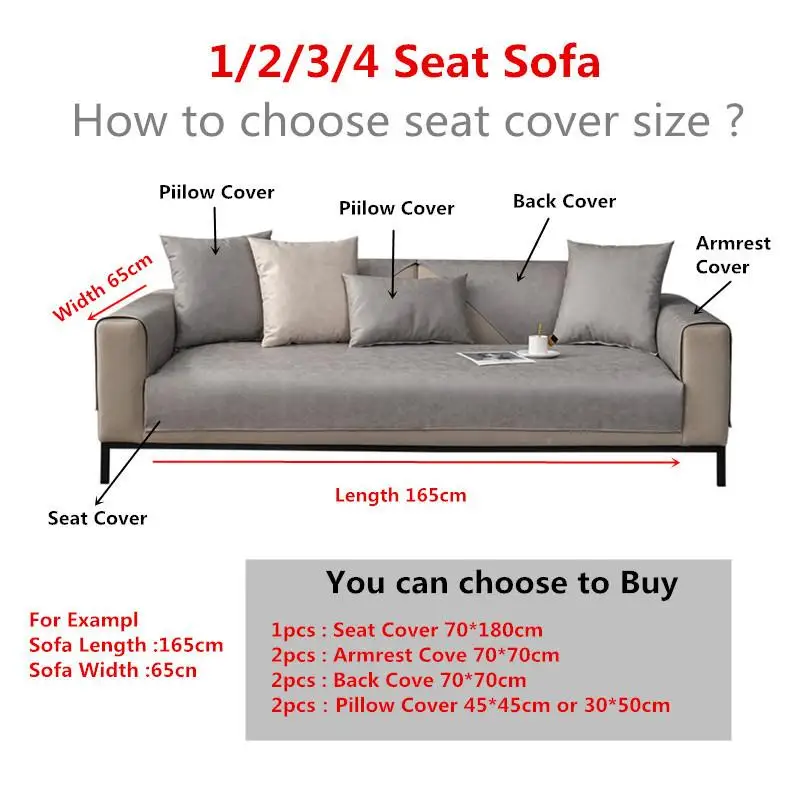 1pcs Chenille Sofa Mat Cover for Living Room Universal Armrest Backrest Pad Anti-Slip L Shape Pets Kids Couch Cushion Home Decor 6