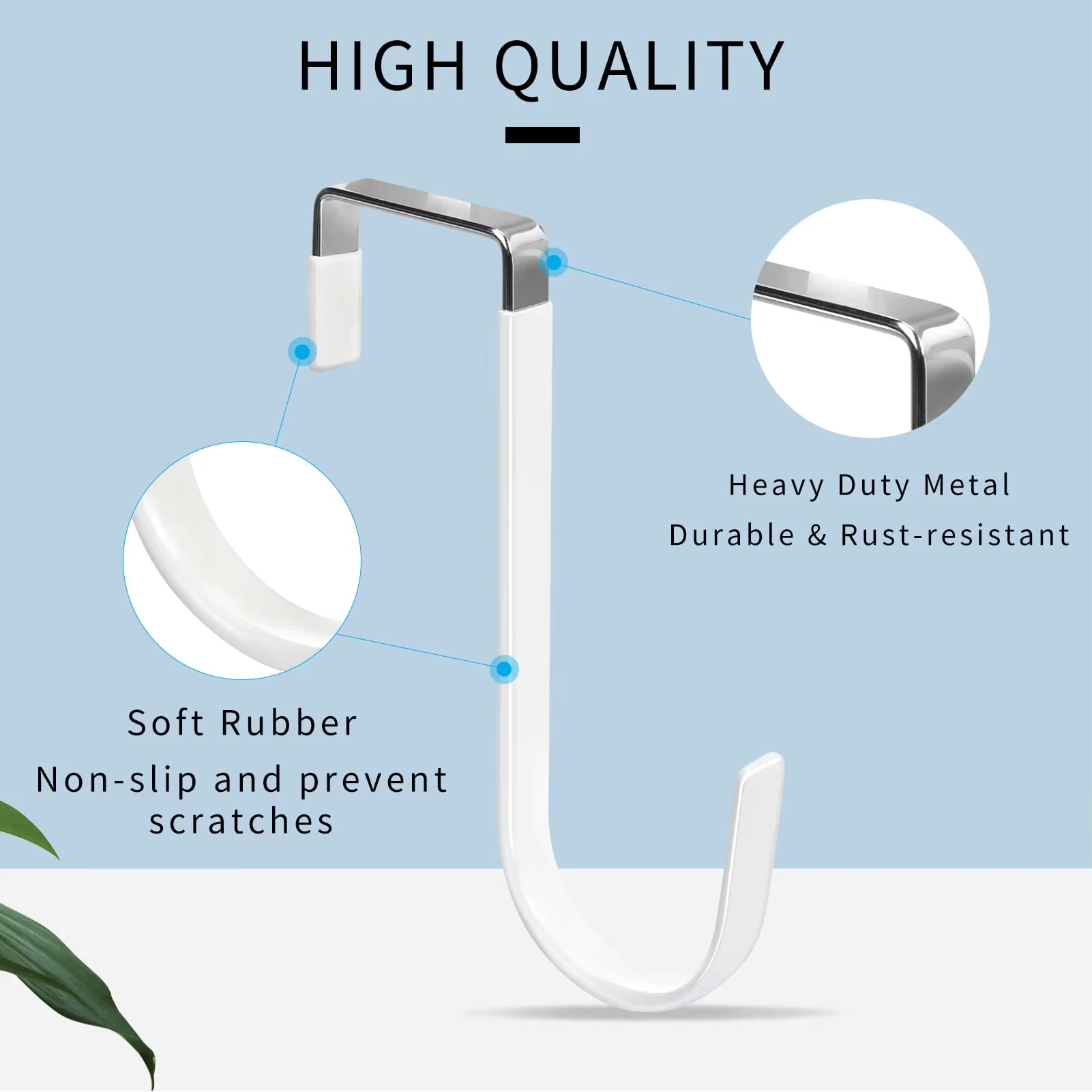 Door Hook Organizer Hooks with Rubber for Living Room Bathroom Bedroom Kitchen Hanging Clothes Towels Hats Coats