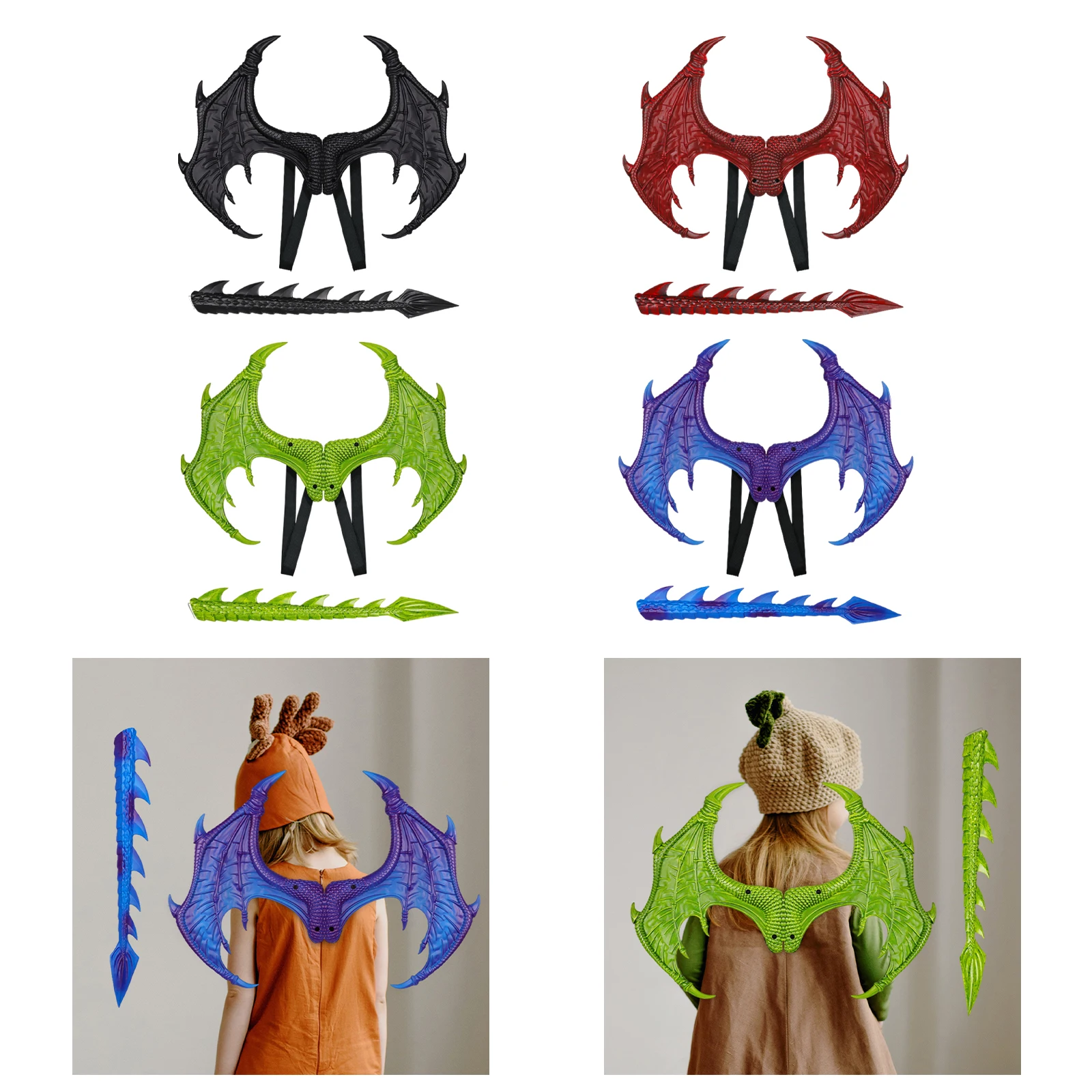 Dragon Mask Wing Costume Cosplay Dinosaur Tail Mask Set for