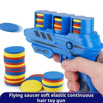 New Kids Flying Saucer Toy Guns Ejection Flying Disc EVA Soft Bullets Children Outdoor Games Shooting Pistol Novelty Toys Gun