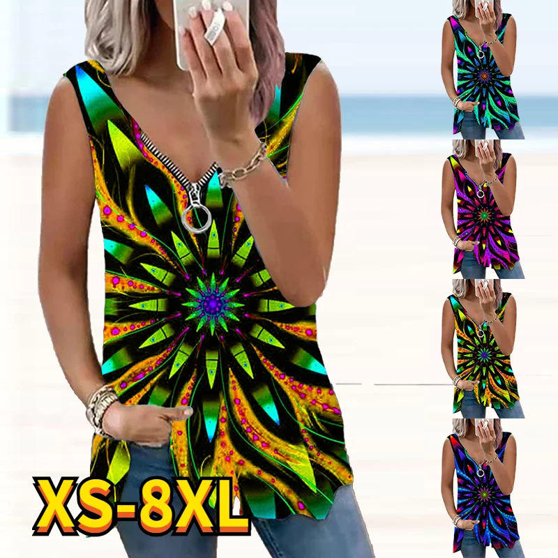 Блузка женская с V-образным вырезом на молнии без рукавов |