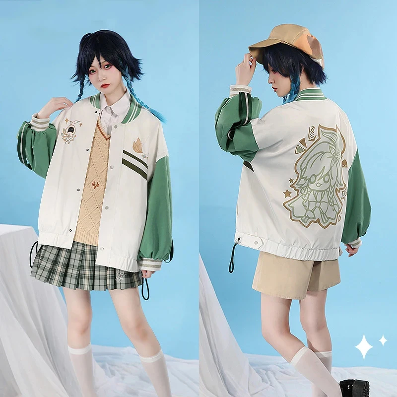 

Anime Game Genshin Impact Venti Cosplay Costume Cute Fashion Jacket Skirt Uniform For Girl Daily Casual Coat Top Party Clothing