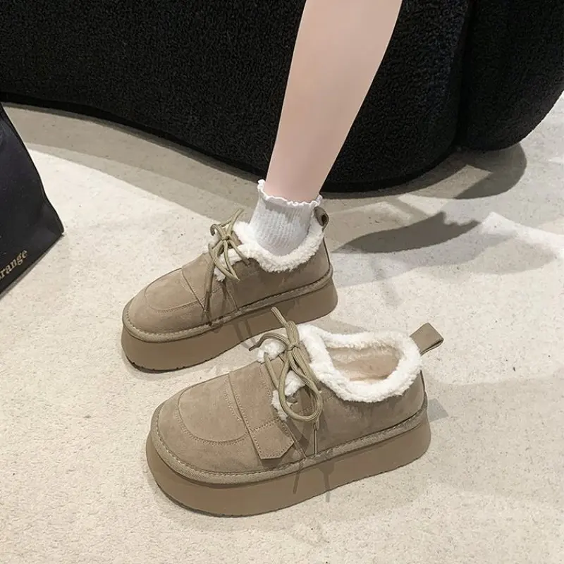 NEW Leather Vintage Handmade Women's Shoes Down Warm Winter Snow Boots  High Quality Women Boots Platform Boots  Shoes for Women