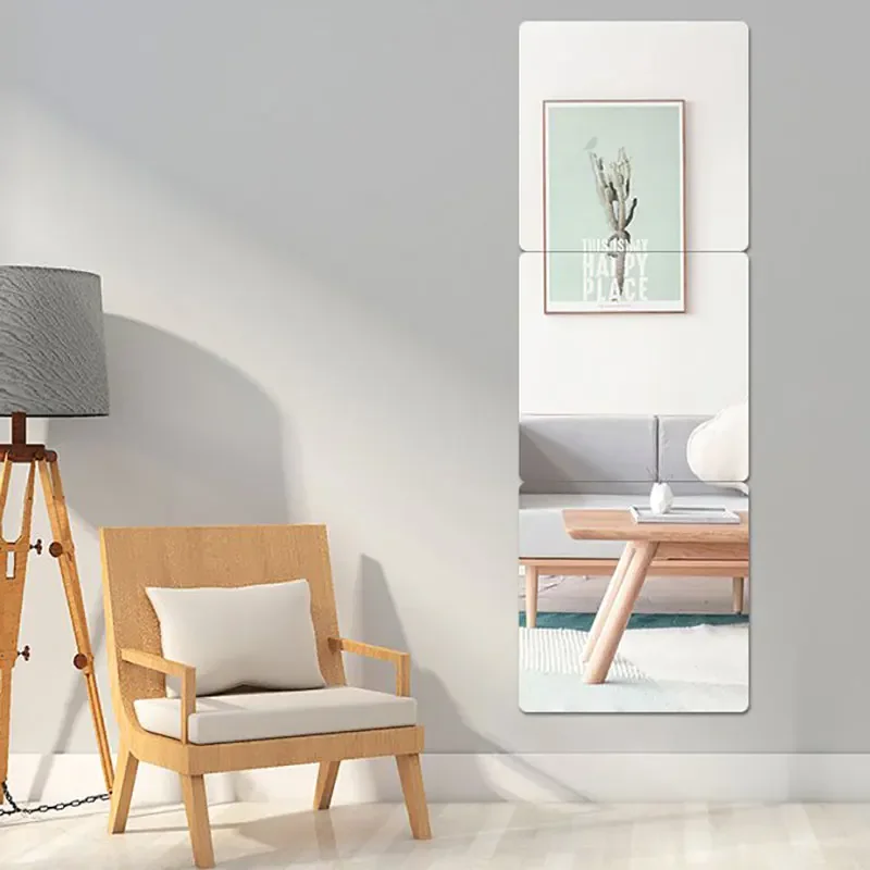 1/2pcs Mirror Decorative Wall Mirrors Sticker Room Decor Glass Soft Mirror Wall Sticker Home Bathroom Living Room Decor
