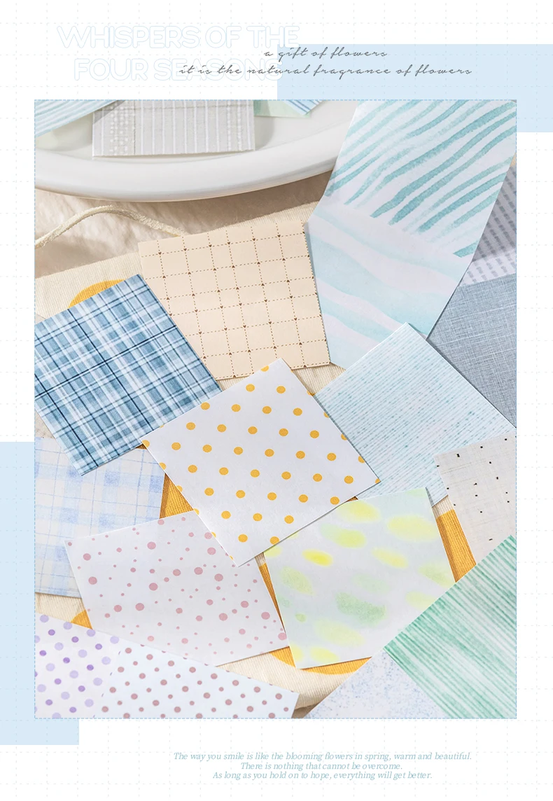 50 Stück Vintage Basic-Gittermuster-Dekorpapier, DIY-Scrapbooking-Materialpapier, handgefertigtes Hintergrundpapier, Retro-Bastelbedarf – Detail 6