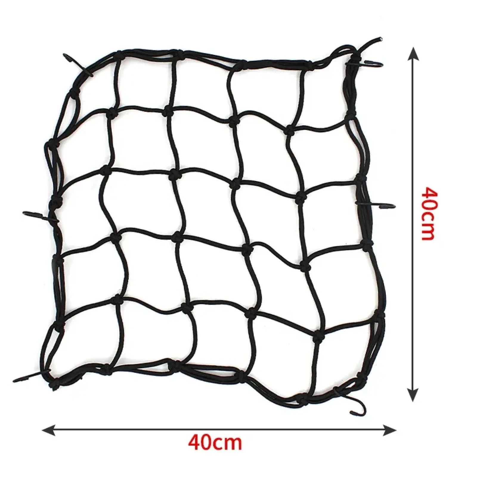 오토바이 러기지 네트 40x40cm 블랙 바이크 6개 고리 연료탱크 고정 메쉬 웹 번지 오토바이 자전거 및 자동차 스타일링 부품용