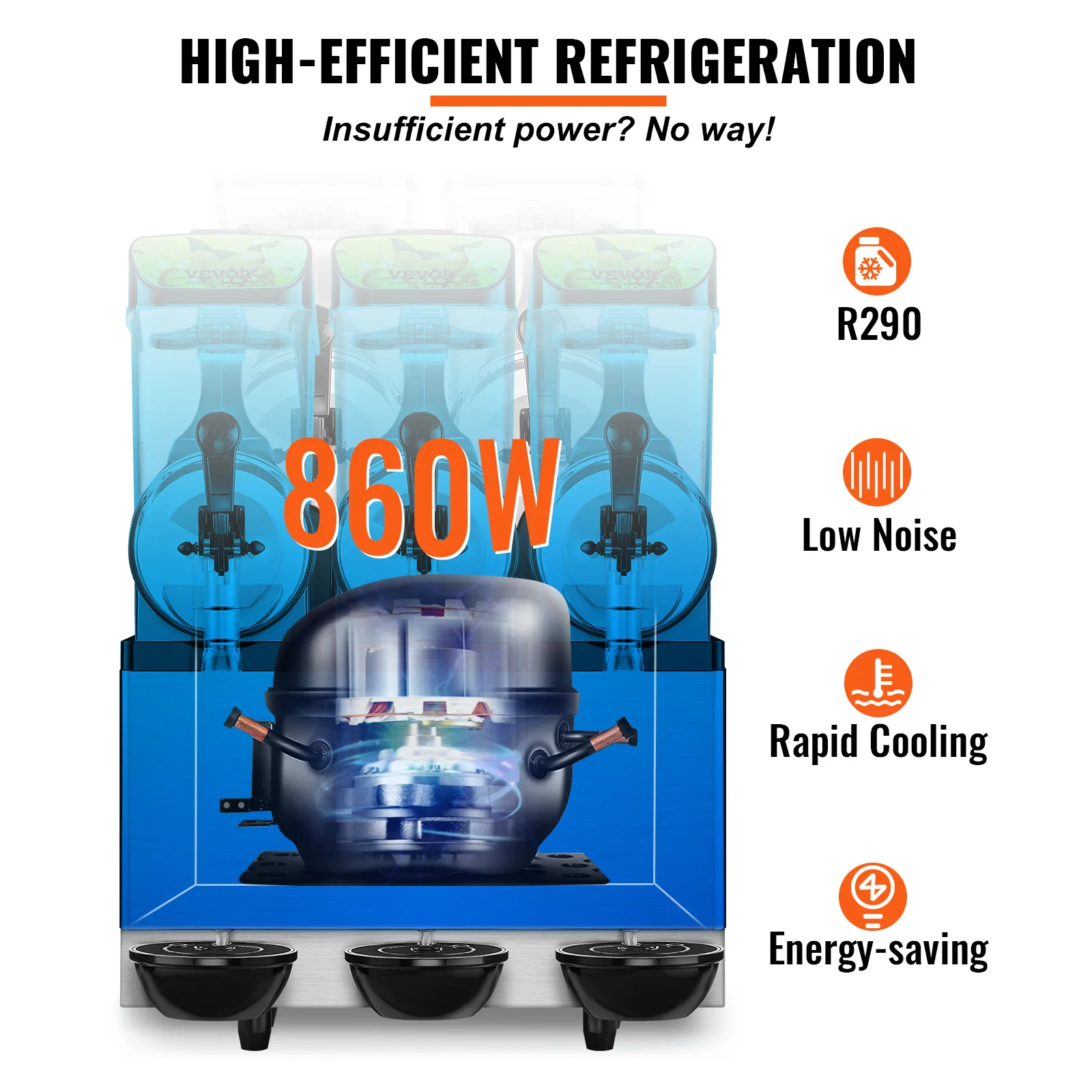 VEVOR Commercial Slushy Machine,12L X 3 Stainless Steel Margarita Smoothie Frozen Drink Maker,860W Slushy Machine for Home Party 5