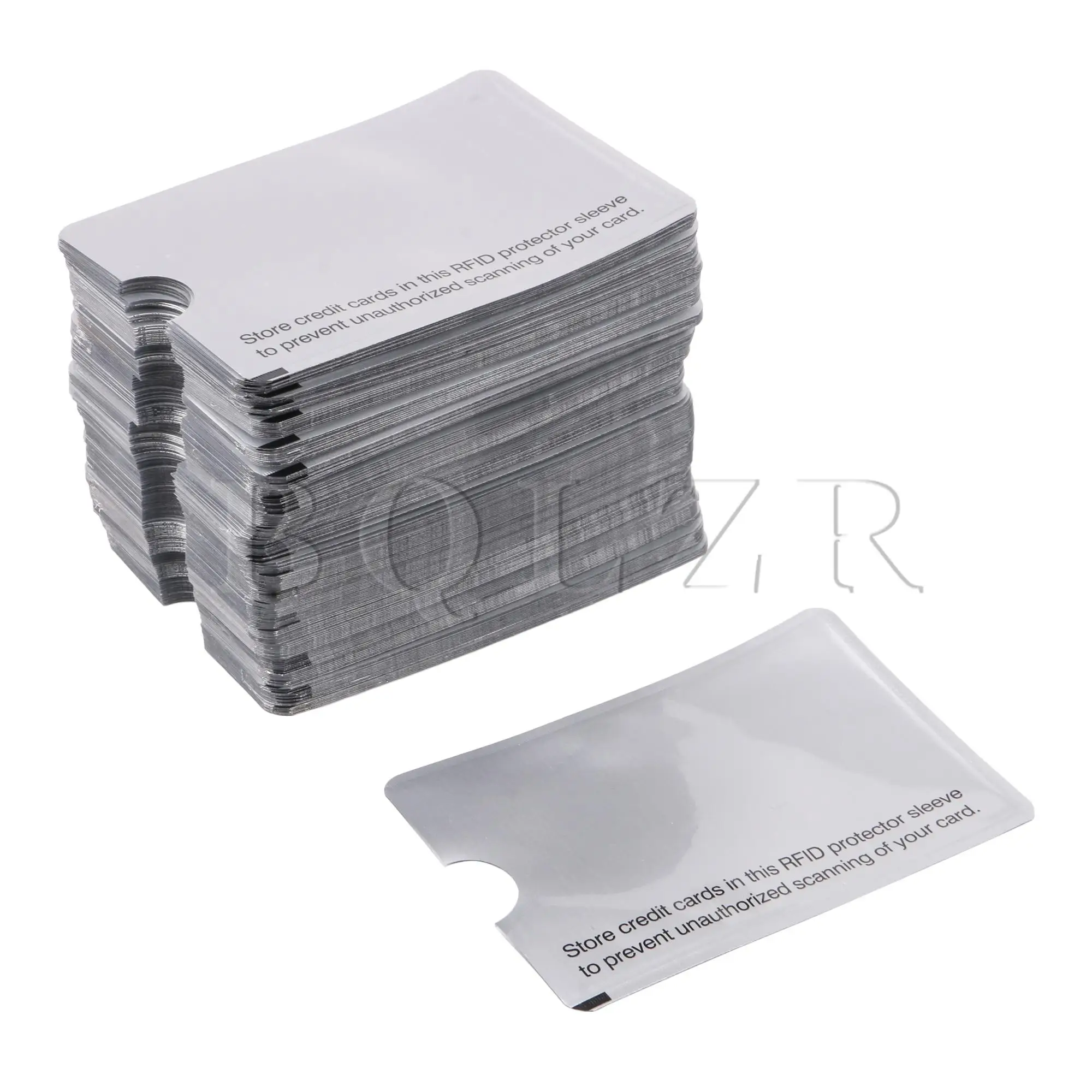 

BQLZR 100Pcs Passport Sleeves Blocker Holder 3.62x2.48" Silver Aluminum Foil