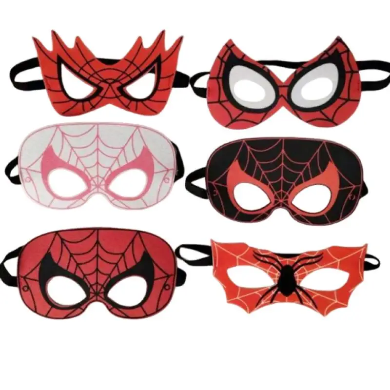 5 Pcs/Lot Funny Spiderman Cosplay Accessory for Boy Girl Halloween Party White Gwen Stacy Role Play Felt Eye Mask Birthday Gift