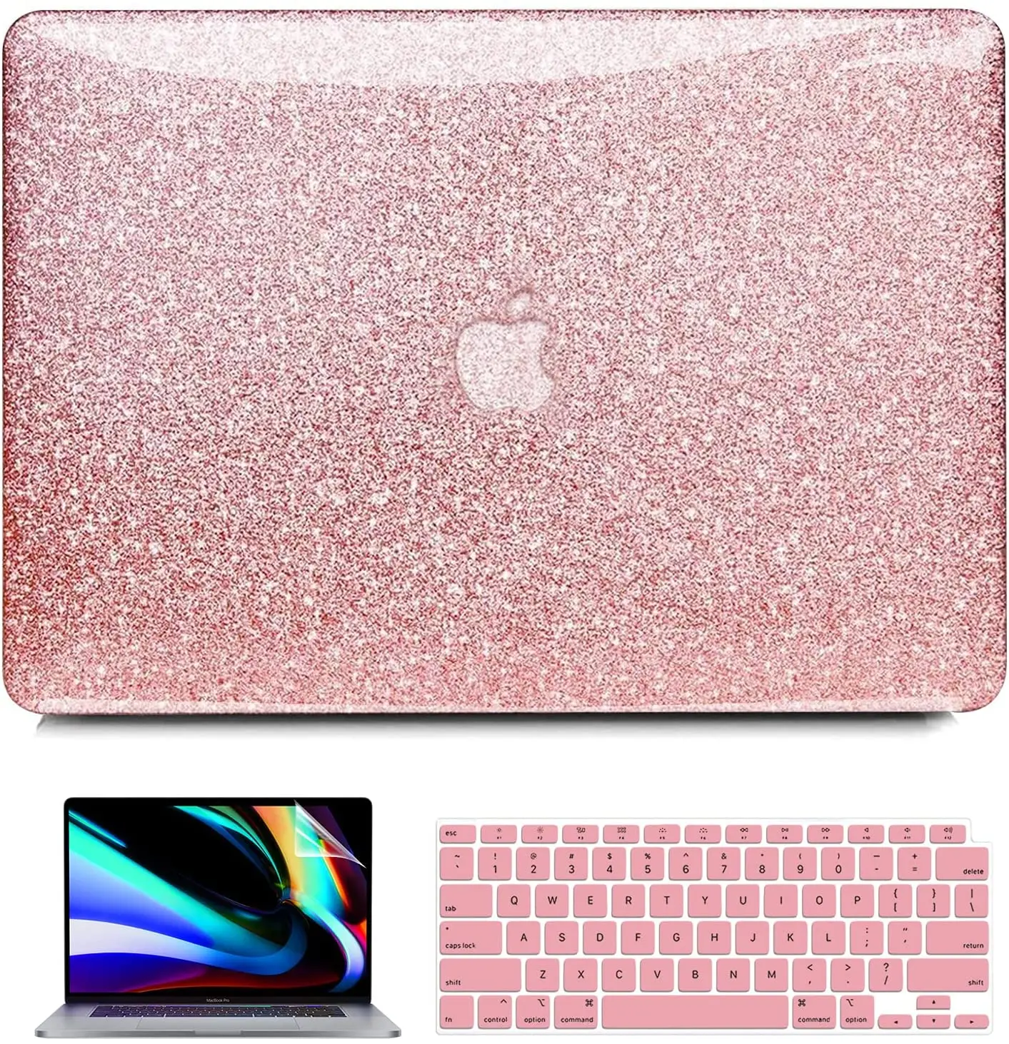Glitter Plástico Brilhante Capa Dura Mais Teclado Tela para Macbook Air 13 m1 2023 16 A2485 A2337 m1 M2a2338 A2681 14 A2442