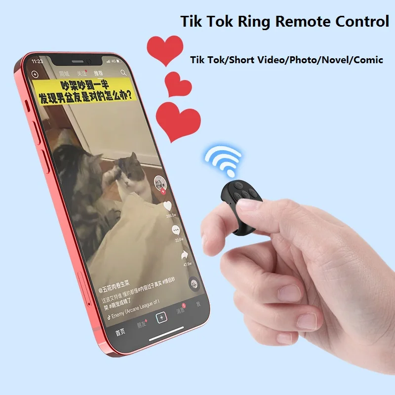 Tiktok Anillo de control remoto con Bluetooth, dispositivo recargable ...