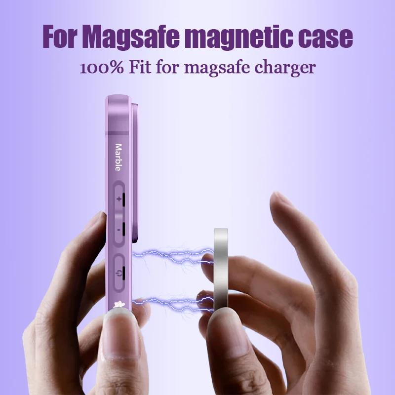 Sandstone Marble Magnetic Case with Magsafe Wireless Charging and Lanyard Cover
