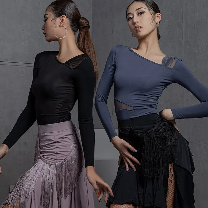 Latin dance skirt women dance big swing skirt with tassel dancing practice clothing bottoms