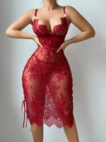 Sexy Weihnachts-Dessous, hohl, Anal, rückenfrei, V-Ausschnitt, Brustumhüllung, Wellenverband, Damen-Spitze, durchsichtige Unterwäsche, Spaghettiträger 4