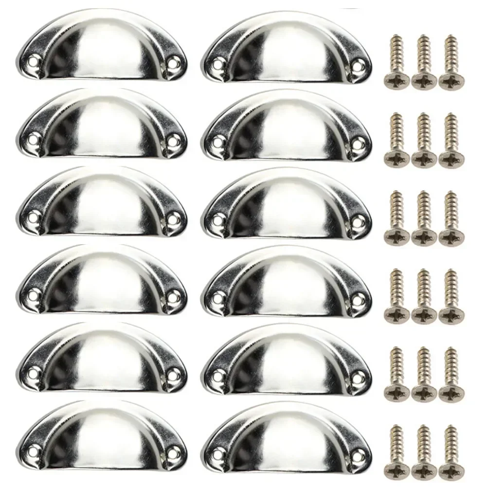 Retro Kitchen Drawer Cabinet Door Furniture Handles Iron Antique Shell Pull Handles 12PCS