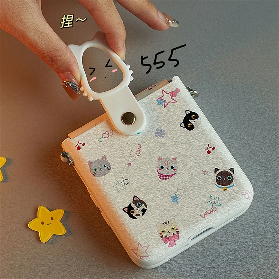 Korean Cute Fill Screen Puppy Kitty Ring Central Axis Portable Phone Case