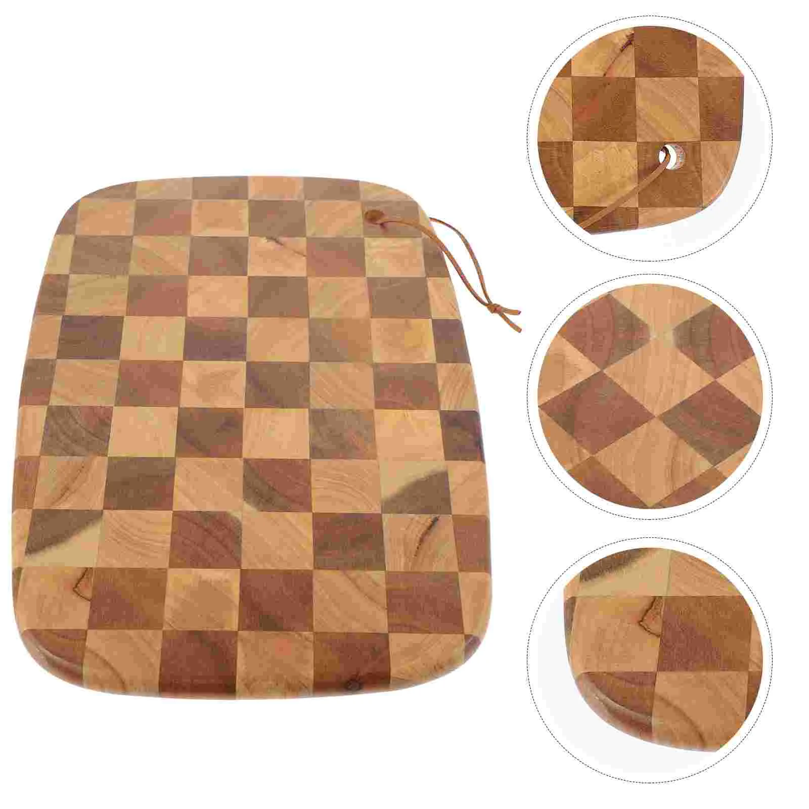 

Checkerboard Cutting Serving Wood Boards for Home Solid Wooden Kitchen Large Meat Food Household